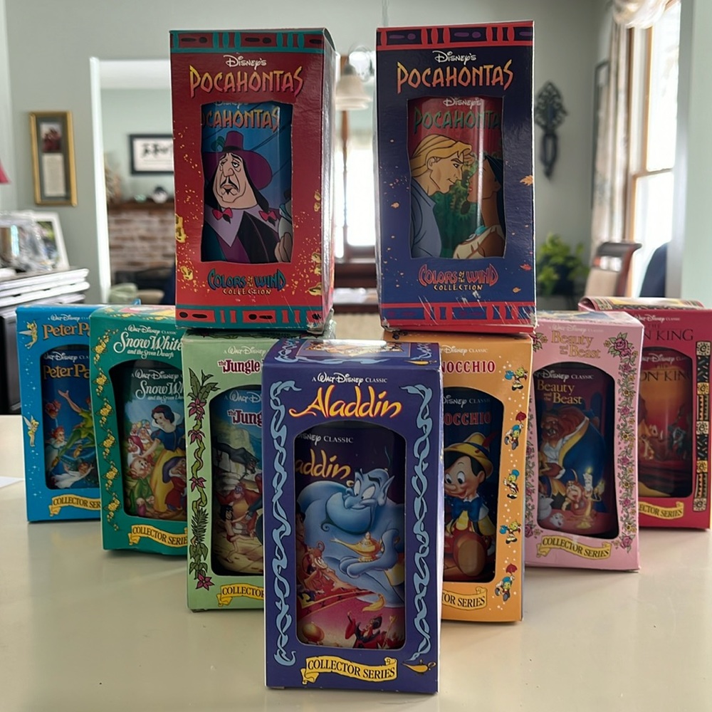 Vintage 1994 Burger King Walt Disney Collector Series Lot 9 Drinkware Cups
